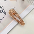 Sparkly gold sequins teardrop hair clip with hollow design and golden metal finish - Teardrop Champagne Glitter