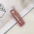 Rectangle hair clip featuring sparkling pink sequins with a gold metal finish - Square Pink Purple Glitter
