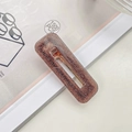 Rectangle hollow hair clip with brown violet glitter finish and gold metal spring - Square Dark Brown Glitter
