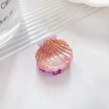 Mini Muschel Haarklammer aus Acetat mit rosa lila Farbverlauf und Goldstreifen - Pfirsichrosa (2.5cm)
