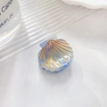 Mini-Haarklammer in Muschelform, Acetat in Hellblau mit eleganten Goldstreifen - Blaugrau (2.5cm)