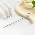 Minimalist silver metal hair pin with traditional Ruyi cloud design in shiny finish - Silver Lucky Cloud Style