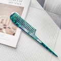 Peine de pua de acetato con textura de mármol verde y azul para peinado fino - Viridián