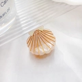 Shell shaped hair claw clip in pearlescent white with elegant golden striped accents - Mermaid White (2.5cm)