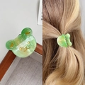Pince à cheveux ours verte en acétate avec texture marbrée et paillettes - 3cm / Vert Pomme