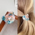 Pince à cheveux ours mignonne en acétate marbré rose et bleu pour filles - 3cm / Bleu Pâle