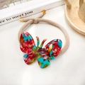 Elastico per capelli a farfalla in acetato colorato con corda beige e dettaglio in metallo - Rame Retrò