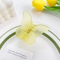 Pince à cheveux papillon jaune vif mat pour femmes avec finition semi-transparente - Jaune Moutarde Mat 5.5cm