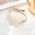 Chouchou papillon élégant en acétate blanc crème avec détails dorés chic - Blanc Sirène