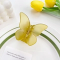 Pince à cheveux papillon vert-jaune mat en résine 3D pour cheveux épais - Vert Jaunâtre Mat 5.5cm