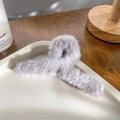 Chic gray plush hair claw clip for women featuring soft faux fur for autumn winter style - 12cm / Gray