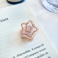 Mini molletta per capelli a stella rosa con sorriso dorato su sfondo libro francese - Piccolo / Stile Floreale Rosa