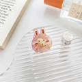 Cute bunny hair claw clip in translucent pink acetate with gold glitter details - 2.2cm / Amethyst