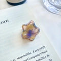 Star-shaped acetate hair claw clip with colorful marble pattern and smiley face - Small (2.5CM) / Light Purple Floral