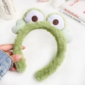 Cerchietto in peluche a forma di rana verde con grandi occhi per lavaggio viso e trucco - Cerchietto Rana