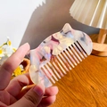 Elegant vintage cat-ear hair comb with pearlescent marble texture and antistatic design - Grape Purple