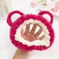 Simpatica fascia per capelli in peluche orso fragola rosa con orecchie bianche - Fascia per capelli Orso