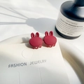 Set di 2 mini mollette per capelli a forma di coniglio rosso opaco per bimbe - Con Stile di Conservazione / Coniglio Rosso