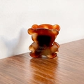 Molletta per capelli a forma di orso in acetato tartarugato fatta a mano in ambra - Stampa Floreale Marrone Scuro 23 Cm / Vendita Diretta Bofeiya