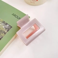 Minimalistische vierkante haarklem van acetaat in lichtroze paars met glanzende lak - Lichtgrijs+Roze 5cm