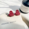 Set di due mini mollette per capelli a forma di cuore rosso scuro opaco su carta - Con Stile di Conservazione / Cuore Rosso