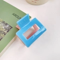 Minimale rechthoekige holle haarklem in hemelsblauw en kersenbloesemroze kleurblok - Roze+Blauw 5cm