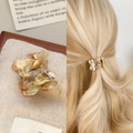 Mini molletta per capelli a orso in acetato con trama marmorea ambra vintage donna - Marrone Chiaro Floreale