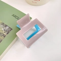 Minimalistische vierkante haarklem van acetaat in stijlvol roze en blauw kleurblok - Lichtgrijs+Blauw 5cm
