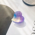 Pinza per capelli a cuore in acetato con sfumatura viola-blu e glitter dorati fini - 2.3cm / Viola Metallico