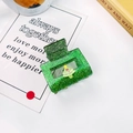 Pince à cheveux carrée pailletée verte avec sapin de Noël 3D et nœud rouge - Forme de sapin de Noël / Vert