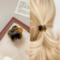 Sweet floral acetate hair claw clip with brown tortoiseshell pattern for small hair styling - Coffee Tortoise Shell