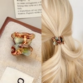 Pince à cheveux ours en acétate avec motif écaille et vert menthe pour femmes - 2.3cm / Marron Foncé Floral