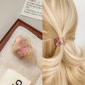 Mini floral acetic acid claw clip with pearlescent pink and beige gradient for hair styling - Metallic Red