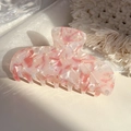 Grande molletta per capelli in marmo rosa con trama trapuntata e perle da donna - Grande / Rosa