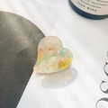 Pastel mosaic heart acetate hair claw clip with yellow and pink marble pattern - 2.3cm / Metallic Green