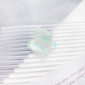 Cat-shaped acetate hair claw clip with elegant blue and white marbled texture - Turquoise Green