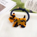 Eleganter Haargummi mit Scottie-Hund-Motiv in Schildpatt-Optik und Strasssteinen - Kaffee Schildpatt