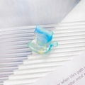 Elegant cat-shaped hair claw clip in iridescent blue and mint green acetate finish - Sky Blue