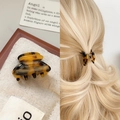 Tortoiseshell acetate hair claw clip showing amber brown texture on blonde hair - Coffee Tortoise Shell