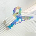 Elegant colorful tie-dye acetate hair claw clip with sturdy golden metal spring - Cross Style - Iridescent Purple