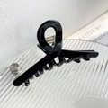 Elegant glossy black acetate hair claw clip with cross teeth design for women styling - Cross-Black