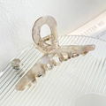 Elegant marble pattern acetate hair claw clip in beige and light pink for women - Cross Style - Tea Gray