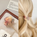 Elegant mini marble acetate hair claw clip with pink and yellow colorful finish for women - Butterfly Design / 3cm / Metallic Red