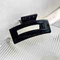 Elegant rectangular black acetate hair claw clip with minimalist hollow geometric design - Square Style - Black