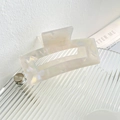 Elegant rectangle acetate hair claw clip with iridescent pearl texture and hollow design - Square Style - Mermaid White