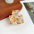 Square marble acetate hair claw clip with vintage amber and emerald patterns - Orange Crystal / 5cm