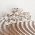 Elegant rectangle acetate hair claw clip with grey marble texture and metallic spring - Square Style - Tea Gray
