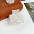 Elegant cream white acetate hair claw clip with marble texture for retro women hairstyles - Gem White / 5cm