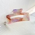 Elegant rectangular marble texture acetate hair claw clip with pink and purple swirl - Square Style - Grape Purple