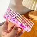 Elegant purple marble acetate wide-tooth hair comb with anti-static design for long hair - 13cm / Rose Red